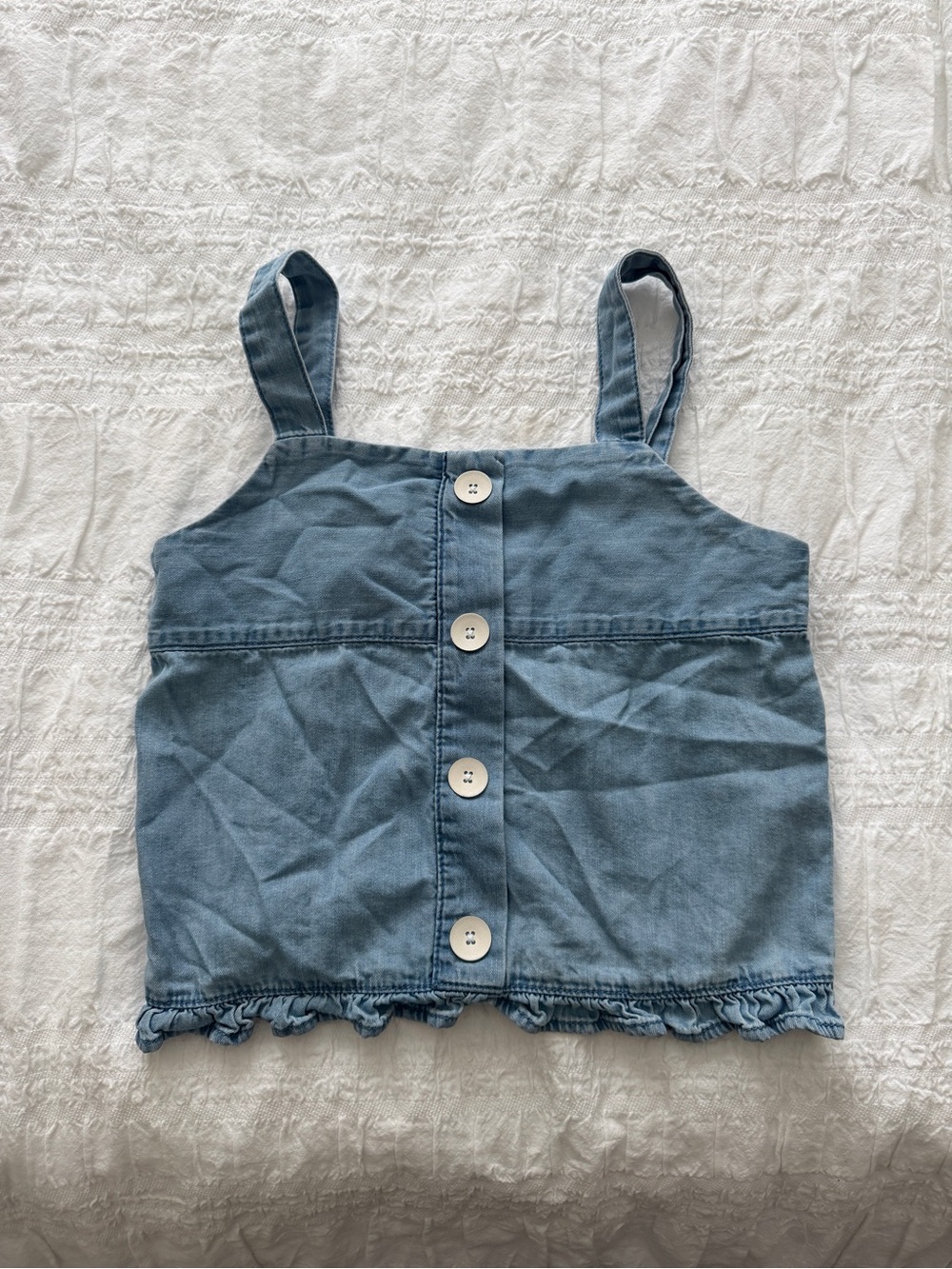 Zara Light Blue Denim-Style Button Front Tank Top